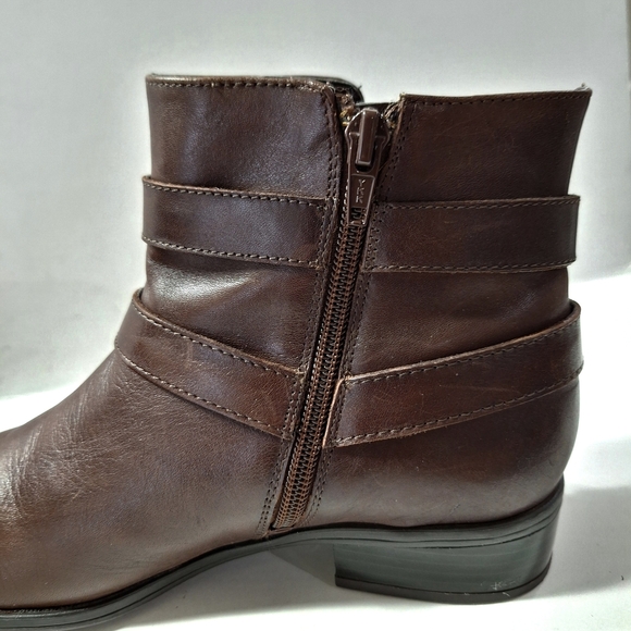 Lauren Ralph Lauren Classic Minimalist Brown Leather Ankle Boots Size 6.5 - Picture 10 of 11